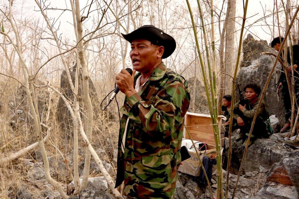  Nay Myo Zin broadcasts to the camp below