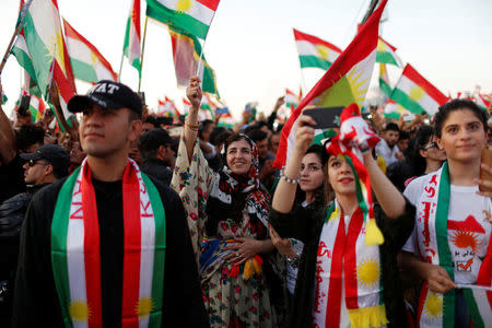 Kurds celebrate to show their support for the upcoming September 25th independence referendum in Erbil, Iraq September 22, 2017. REUTERS/Ahmed Jadallah