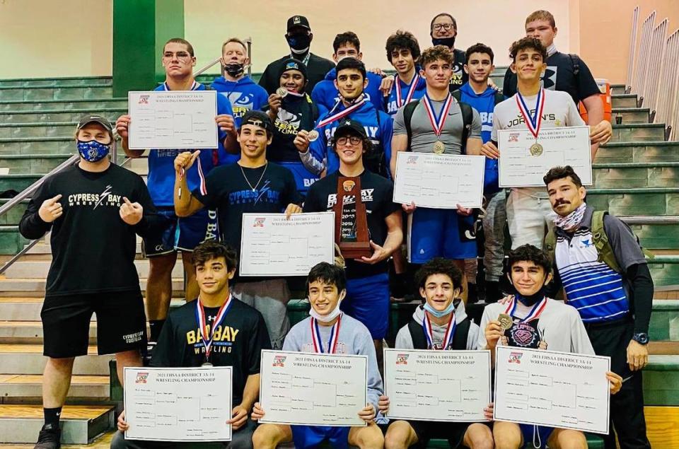 Cypress Bay High School wrestling won a 3A district title.