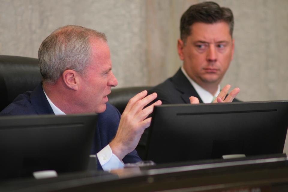 City Manager Craig Freeman, left, and Mayor David Holt.