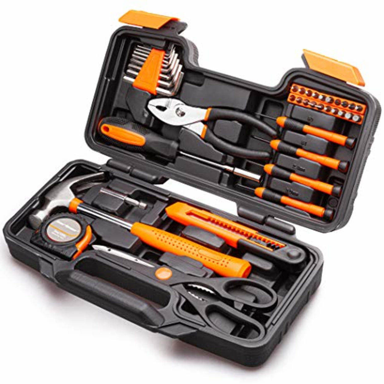 CARTMAN 39 Piece Tool Set General Household Hand Kit with Plastic Toolbox Storage Case Orange (AMAZON)