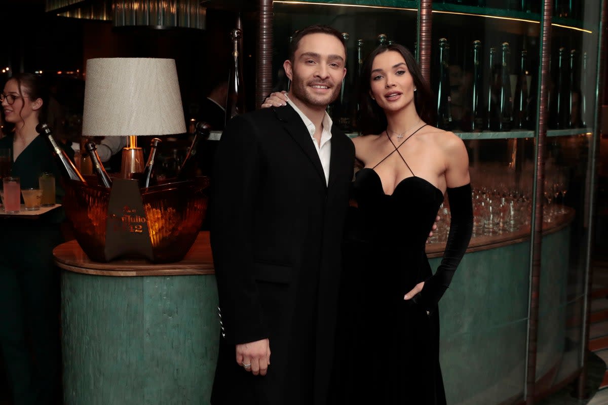 Ed Westwick (left) with fiancée Amy Jackson (Getty Images for Don Julio)