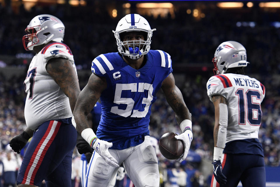 Darius Leonard and a dome help add up to an enticing landing spot in Indianapolis. (Michael Allio/Icon Sportswire via Getty Images)