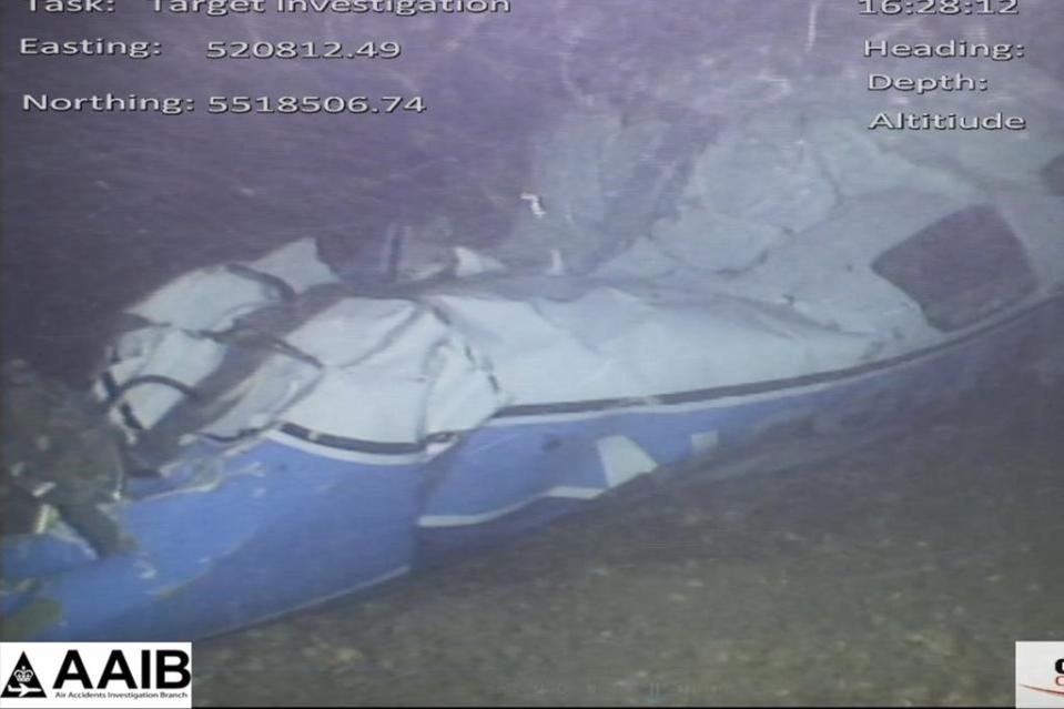 A video issued by the Air Accidents Investigation Branch of the wreckage of the plane which crashed into the Channel (PA)