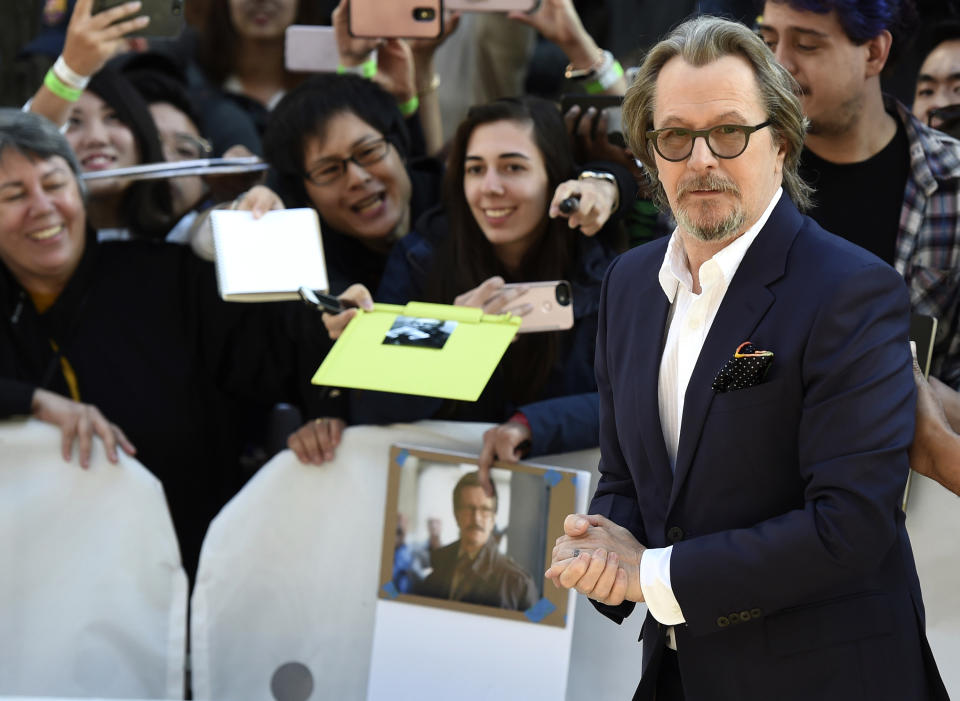 FILE - Gary Oldman attends a premiere for "The Laundromat" on day five of the Toronto International Film Festival on Sept. 9, 2019, in Toronto. Oldman turns 63 on March 21. (Photo by Chris Pizzello/Invision/AP, File)