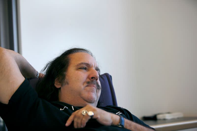 Adult film star Ron Jeremy pauses during an interview with Reuters in New York