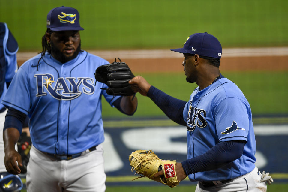 The Rays won a tight Game 1 of the ALCS against the Astros. (Photo by Matt Thomas/MLB Photos via Getty Images)