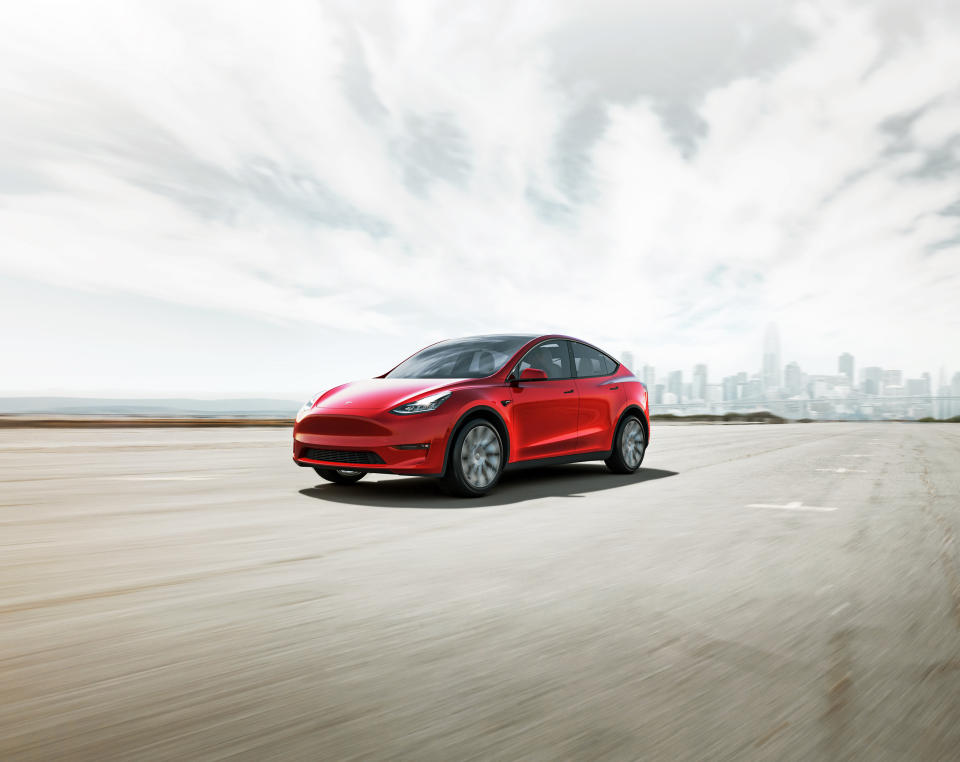 This photo provided by Tesla shows the 2022 Tesla Model Y, an all-electric SUV that has an EPA-estimated maximum range of about 330 miles. (Courtesy of Tesla Motors via AP)