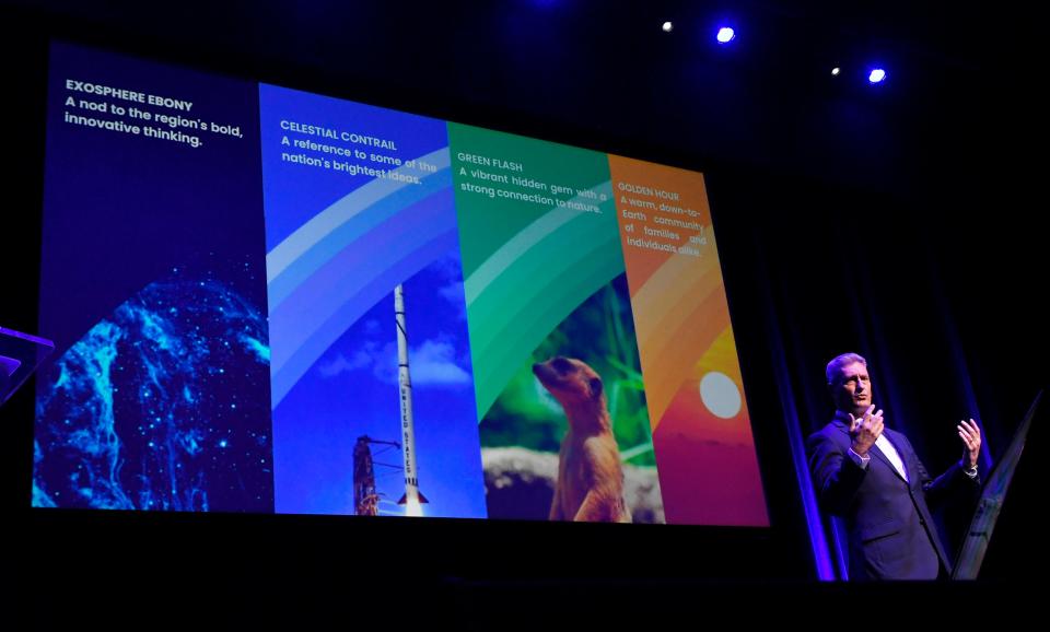 Brett Esrock, executive vice president, chief financial officer and chief operating officer of Health First, explains the meaning of the colors that are part of the new Space Coast branding campaign.