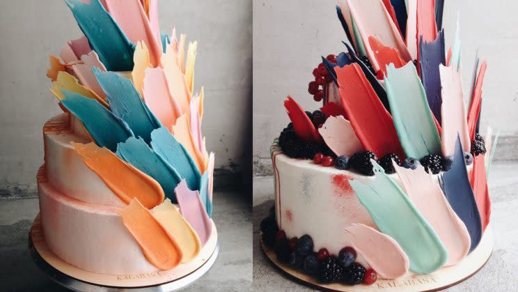 ‘Brushstroke’ cakes from Kalabasa bakery in Russia. [Photo: Instagram/Kalabasa]