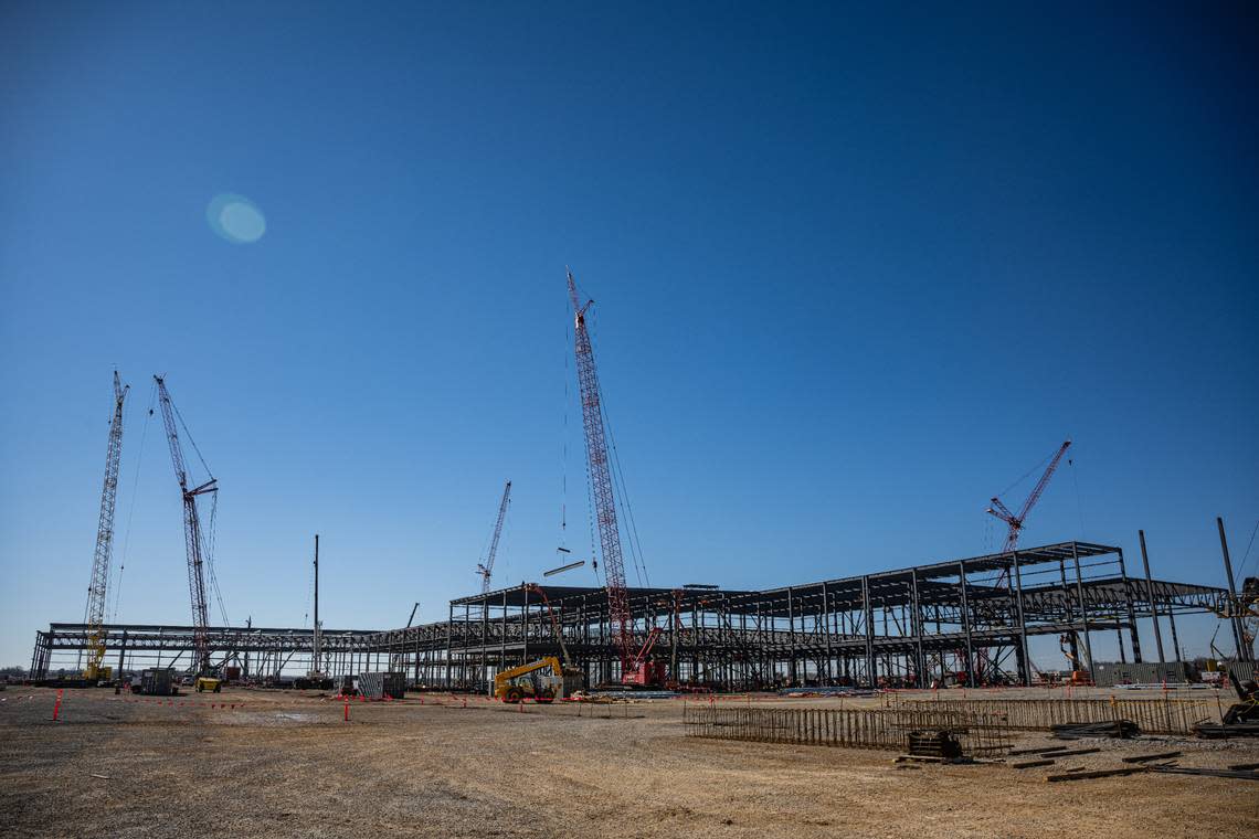 Construction is progressing at the BlueOval SK Battery Park outside Elizabethtown, Ky. The manufacturing facility is a partnership between Ford Motor Company and SK On, a South Korea-based developer of electric vehicle batteries. Ford Motor Co./Photo submitted