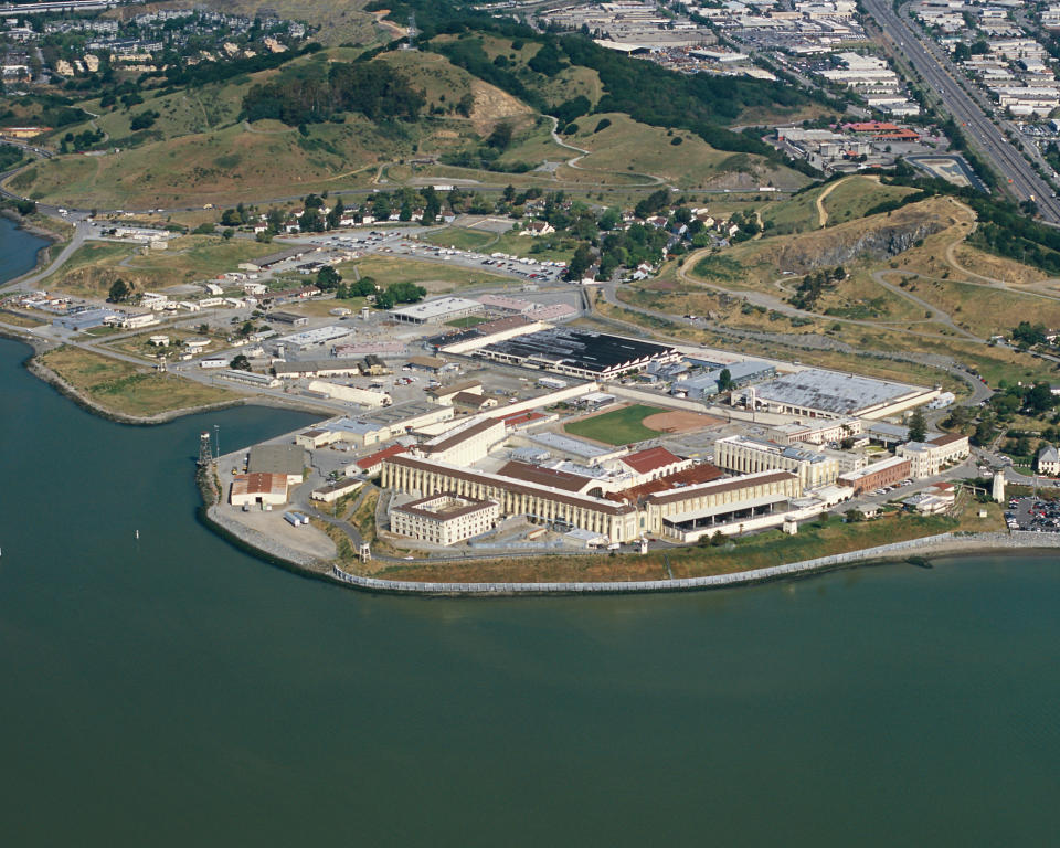 In this Dec. 3, 2014 aerial photo released by the California Department of Corrections and Rehabilitation, CDCR, shows the San Quentin State Prison, in San Quentin, Calif. Gov. Gavin Newsom signed an executive order, Wednesday, March 13, 2019, placing a moratorium on the death penalty. (California Department of Corrections and Rehabilitation via AP)