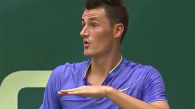 Tomic couldn't believe his own shot. Pic: ATP