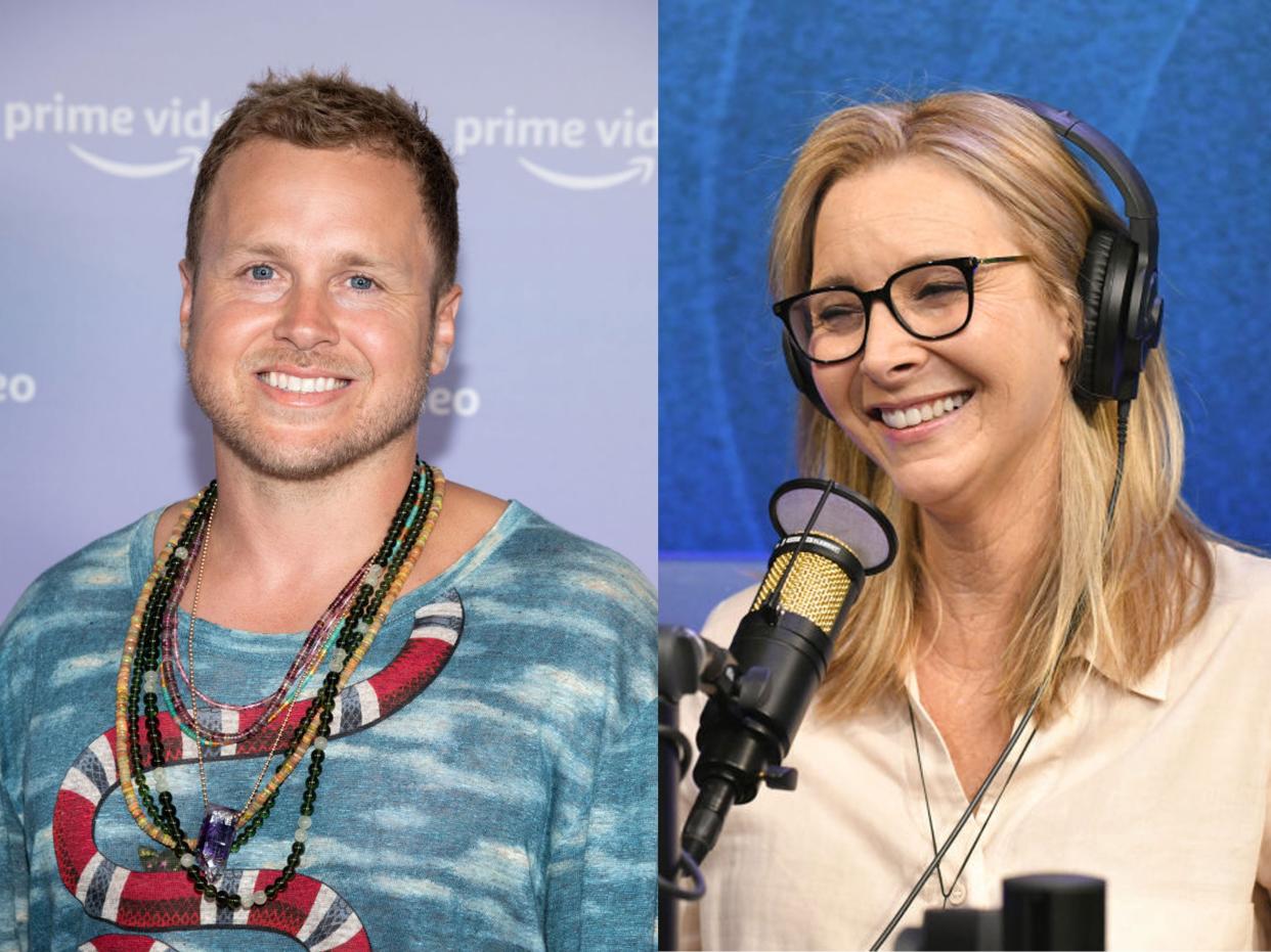side-by-side images of Lisa Kudrow and Spencer Pratt, smiling