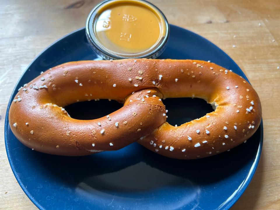 A pretzel and spicy nacho dip from Philly Pretzel Factory, whuch opened its first Beaver County location in Rochester.