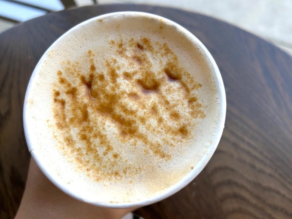 Top of Starbucks Oleato Gingerbread Oatmilk Latte