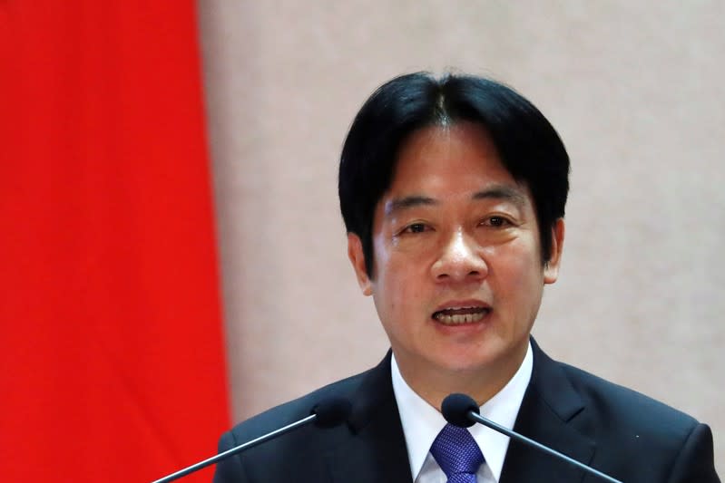 William Lai speaks during a cabinet transition ceremony in Taipei