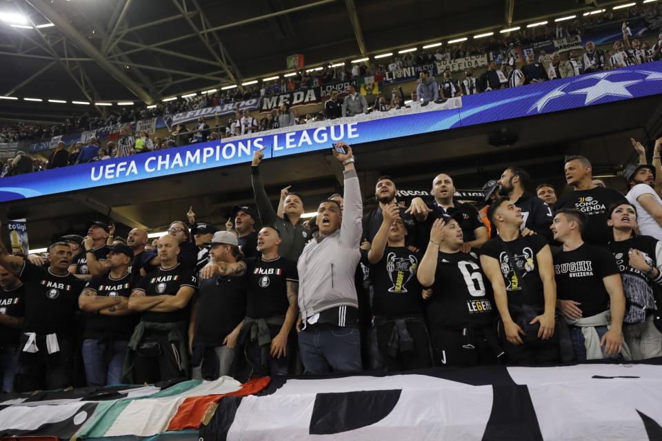 <p>Juventus supporters before the Champions League final soccer match between Juventus and Real Madrid at the Millennium stadium in Cardiff </p>