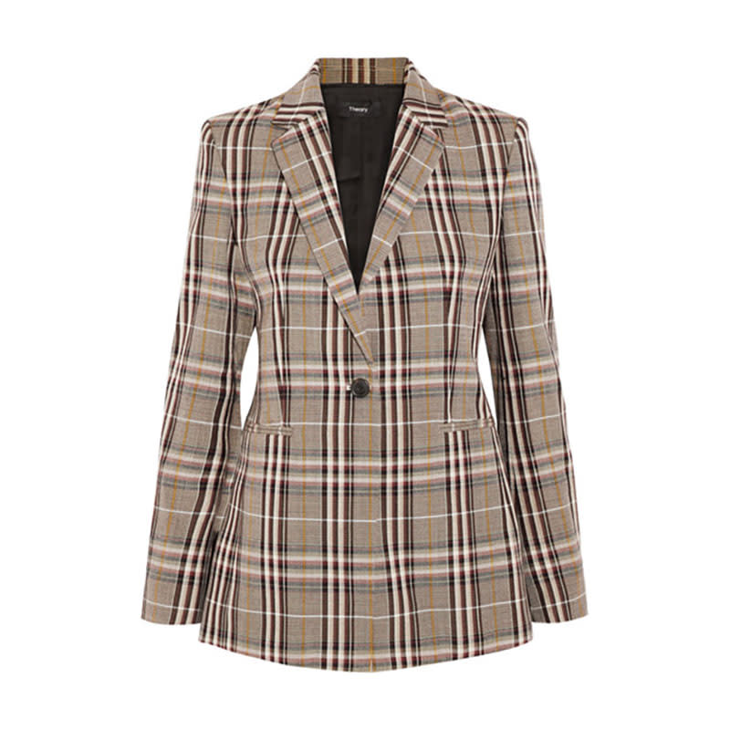 <a rel="nofollow noopener" href="http://rstyle.me/~a6T0I" target="_blank" data-ylk="slk:Power Plaid Wool-Canvas Blazer, Theory, $595;elm:context_link;itc:0;sec:content-canvas" class="link ">Power Plaid Wool-Canvas Blazer, Theory, $595</a>