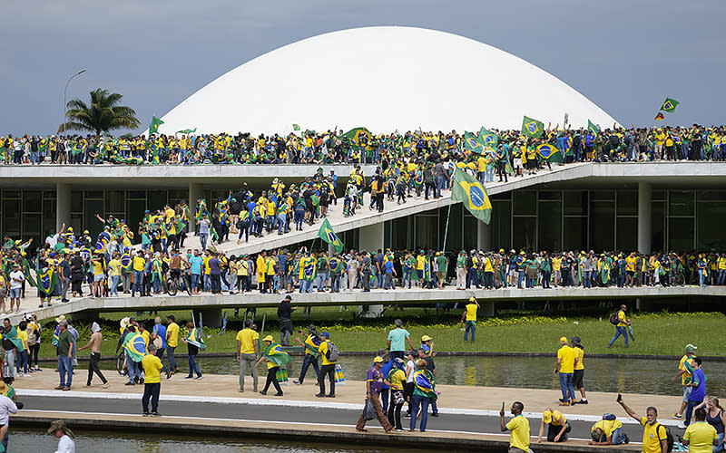 Protesters, supporters of Brazil's former President Jair Bolsonaro, storm the National Congress building in Brasilia, Brazil