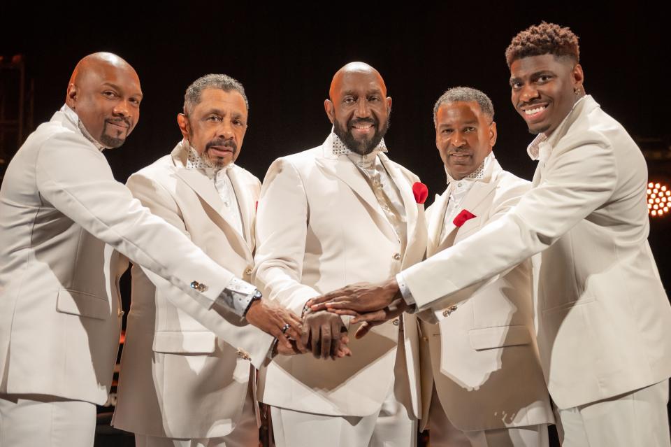 Left to right, Anthony Grant, Ron Tyson, Otis Williams, Terry Weeks and Jawan M. Jackson, current performing members of the Temptations.