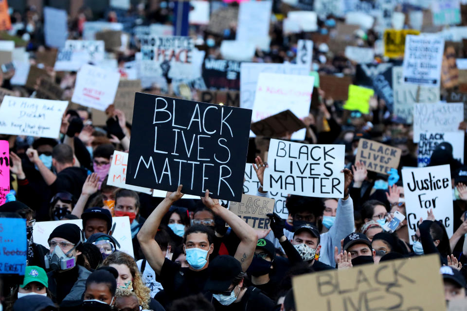 Demonstrators protest in Boston. (Maddie Meyer/Getty Images)
