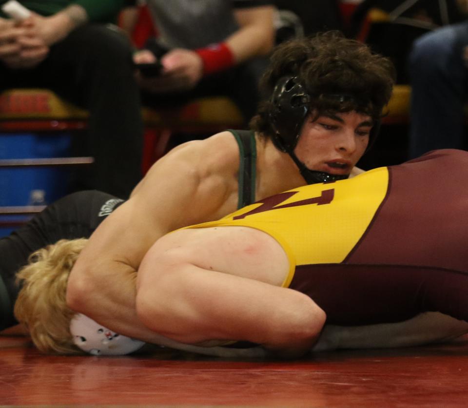 Mt Olive, NJ -- January 27, 2024 -- Louis Cerchio of Delbarton won this 175 lb. semi-final, defeating Jack McCaffrey of Madison in the Morris County Wrestling Tournament held at Mt. Olive, NJ on January 27, 2024.