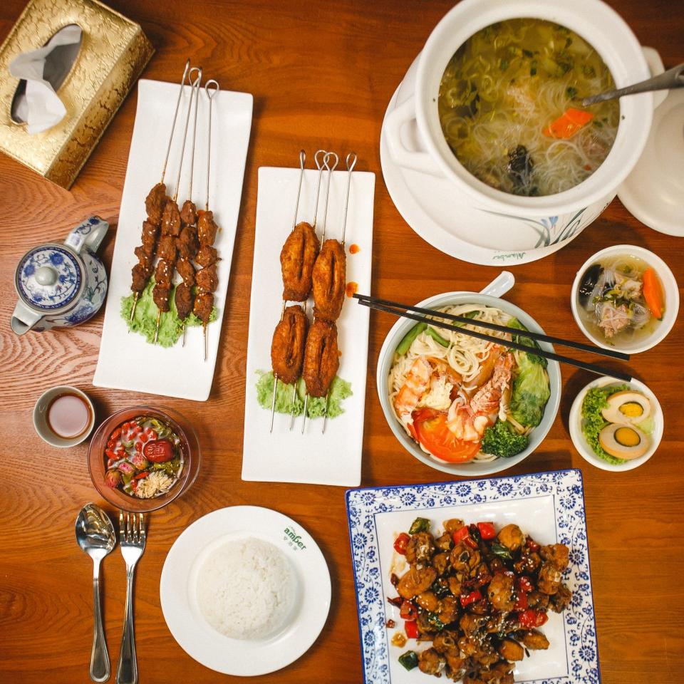 Amber Chinese Muslim Restaurant - Spread of food on table