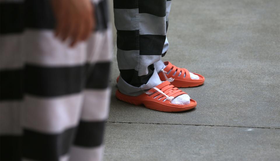 Prisoners in the outside area of the Oldham County Detention Center.June 15, 2023