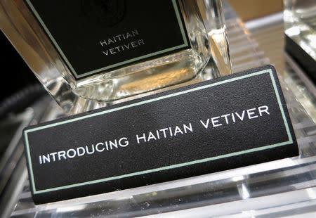 FILE PHOTO: A bottle of Ermenegildo Zegna Hatian Vetiver is pictured on display at a high end retail store in New York April 15, 2014. REUTERS/Carlo Allegri/File Photo