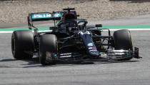 Mercedes driver Lewis Hamilton of Britain steers his car during the second practice session for the Styrian Formula One Grand Prix at the Red Bull Ring racetrack in Spielberg, Austria, Friday, July 10, 2020. The Styrian F1 Grand Prix will be held on Sunday. (AP Photo/Darko Bandic, Pool)