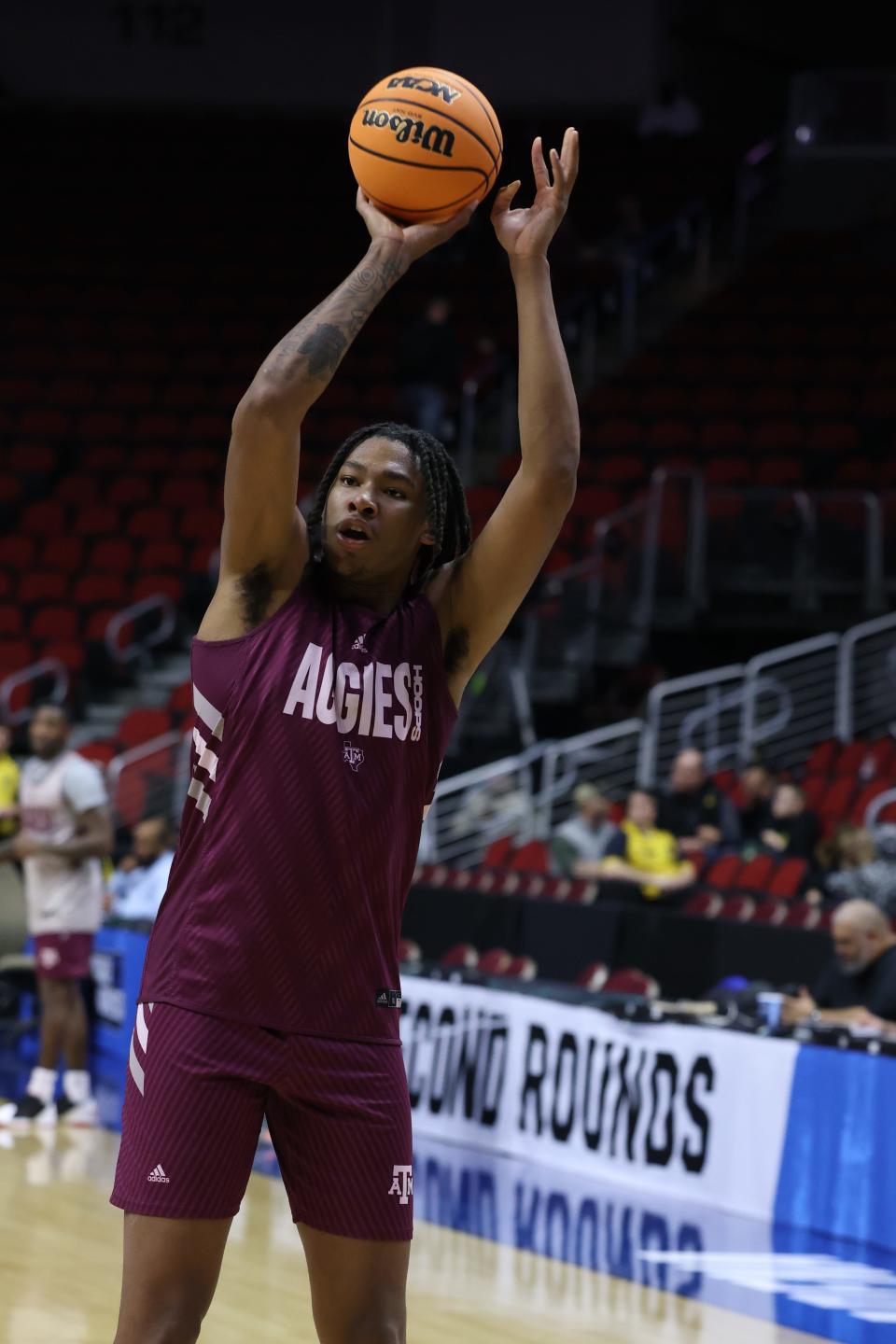 Javonte Brown-Ferguson, shown with Texas A&M in 2023, has committed to URI.