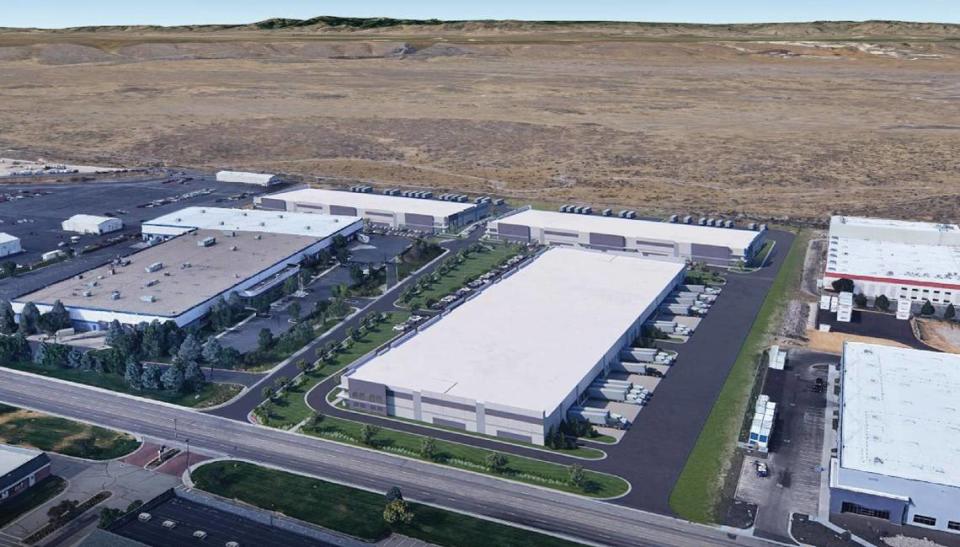 This rendering shows the potential future Red River Commerce Center at 7031 S. Eisenman Road in Boise. Three new buildings would provide approximately 392,062 square feet of industrial use.