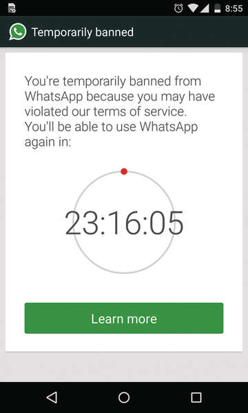 有被封鎖的用戶重裝後仍須坐「Whatsapp」監24小時。
