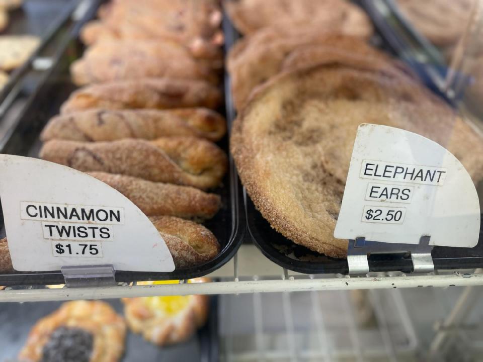 Cinnamon twists and elephant ears are staples in the bakery case at Kurt Schulz Delicatessen and Pastry Shoppe.