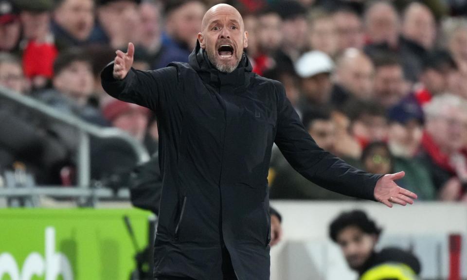 <span>Erik ten Hag said ‘there was spirit and fight but not enough’ during <a class="link " href="https://sports.yahoo.com/soccer/teams/manchester-united/" data-i13n="sec:content-canvas;subsec:anchor_text;elm:context_link" data-ylk="slk:Manchester United;sec:content-canvas;subsec:anchor_text;elm:context_link;itc:0">Manchester United</a>’s draw at Brentford.</span><span>Photograph: Sean Ryan/IPS/Shutterstock</span>