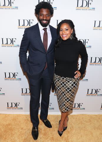 <p>Bennett Raglin/Getty</p> Uche Ojeh and Sheinelle Jones attend the NAACP LDF 33rd National Equal Justice Awards dinner at Cipriani 42nd Street on Nov. 07, 2019 in New York City