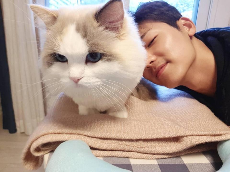 CNBLUE成員姜敏赫本身是擁有2隻貓的貓奴，為《我是一直貓》配音。（翻攝自姜敏赫IG）