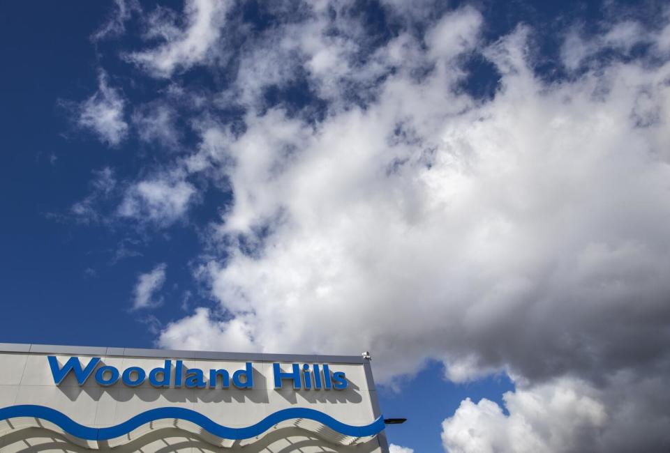 Clouds form over the Woodland Hills Honda dealership on Topanga Canyon Boulevard.