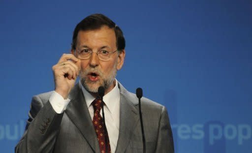 Spanish Prime Minister Mariano Rajoy during a press conference in Madrid. Prime Minister Mariano Rajoy admitted Monday that Spain is struggling to raise money on the debt market but insisted the nation's banks have no need of a European bailout