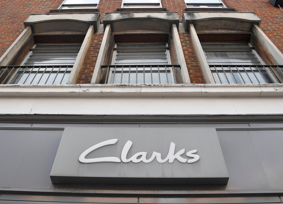 A Clarks shoe shop is seen in west London