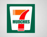 7-eleven, das internationale Einzelhandelsunternehmen mit Sitz in Dallas, wird bei dem Designer Viktor Hertz zu 7-munchies. "Munchies" heißt soviel wie "Heißhunger". Grafik: Viktor Hertz