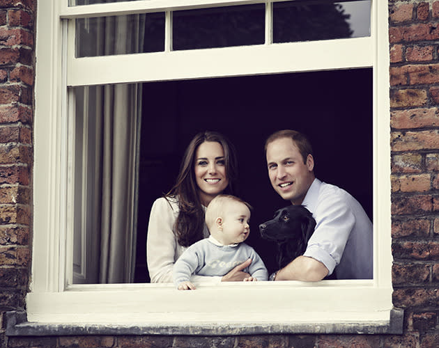 George and Lupo the dog were the stars of the official Mother’s Day photo from the Cambridges in 2014. 