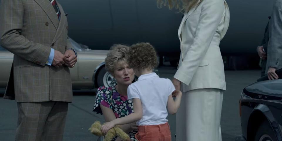 Elizabeth Debicki as Princess Diana and Clara Graham as Leonora Knatchbull in season five of "The Crown."