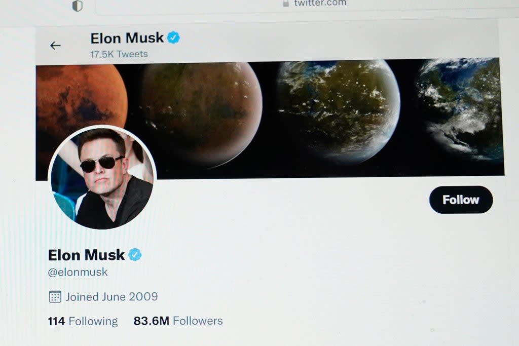Elon Musk Twitter (Copyright 2022 The Associated Press. All rights reserved)