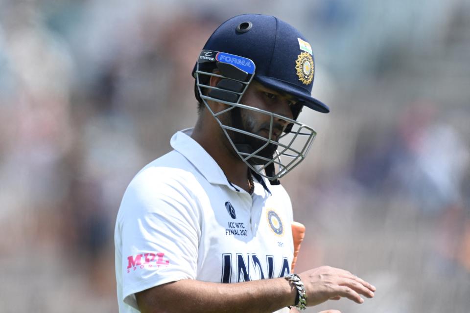 File: Rishabh Pant leaves the pitch on the final day of the ICC World Test Championship Final on 23 June, 2021 (AFP via Getty Images)