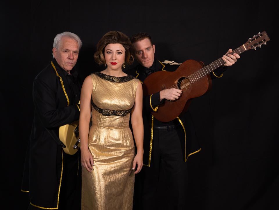 Cast members from Florida Rep's Johnny Cash musical, "Ring of Fire": (Left to right): Larry Tobias, Allison Ann Kelly and Matt Cusack.