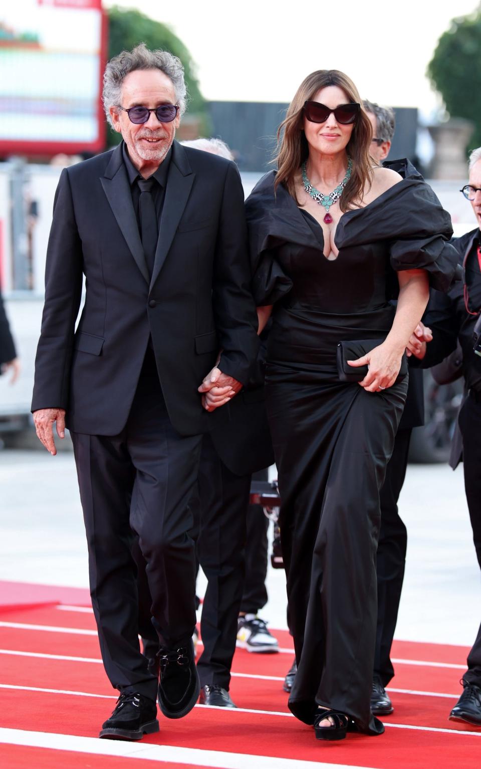 Tim Burton and Monica Bellucci at the premiere of Beetlejuice, Beetlejuice