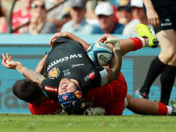 Nowell suffered a nasty-looking injury during Exeter's Premiership final defeat (Getty)