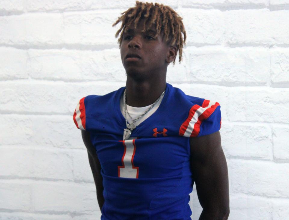 Bolles quarterback D.J. Moore is pictured at Baker's Sports/Jaguars Prep High School Media Day.